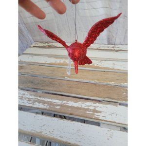 Red hummingbird bird glitter ornament Xmas holiday tree